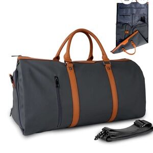 Sophisticated Black and Tan Men's Duffel Bag